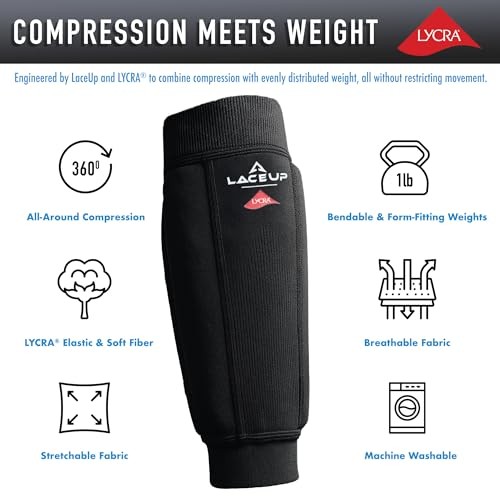 Weighted Compression Arm Sleeves 1lb Each Powered by Lycra Small/Medium Black