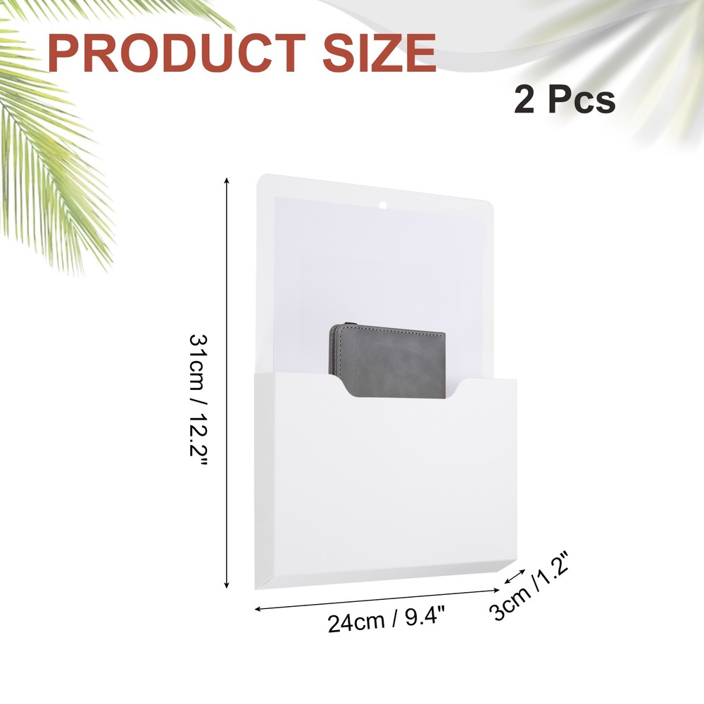 Magnetic File Holder, 2 Pack Magnetic Wall Holder Organizer File, White