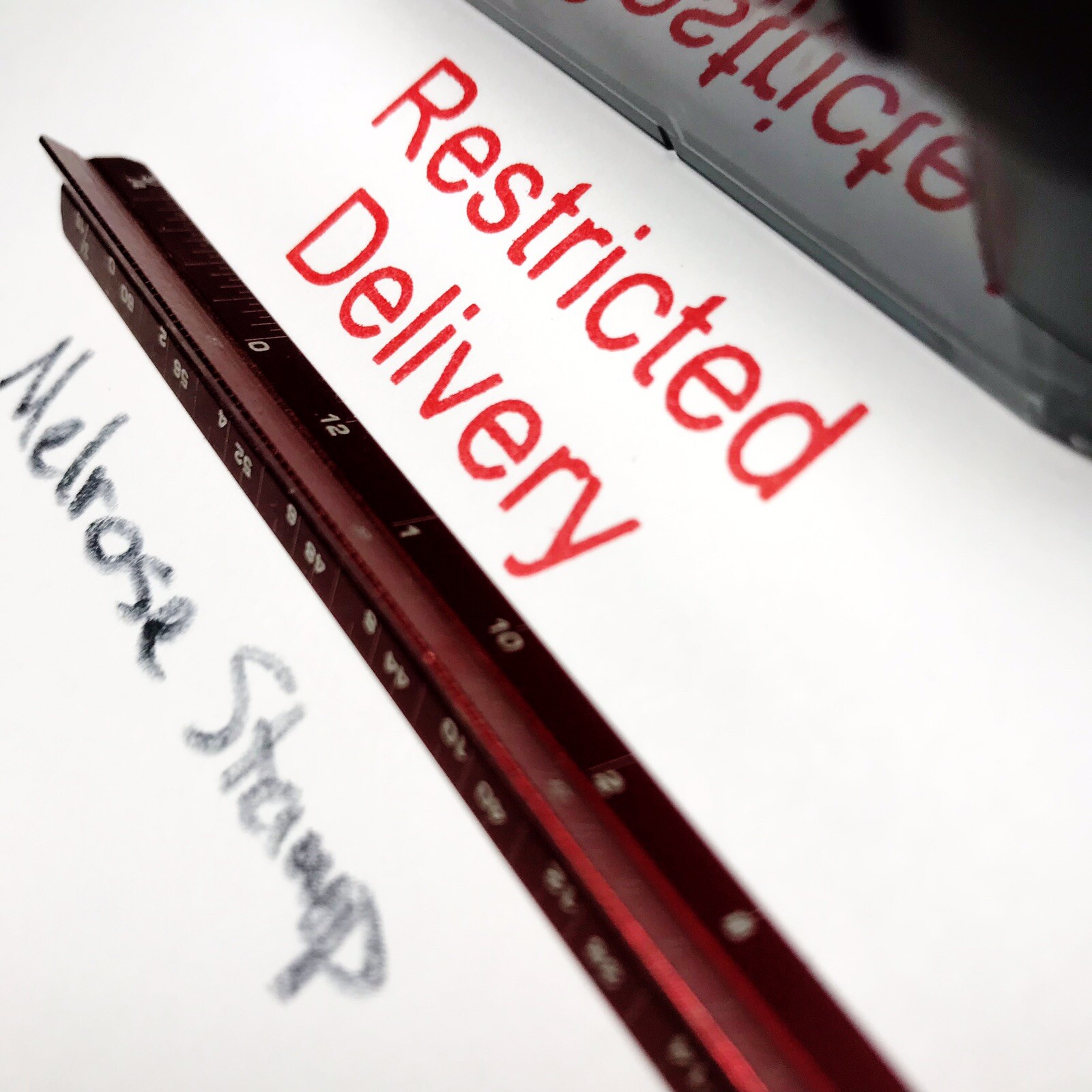 Restricted Delivery Rubber Stamp Red Ink Ideal 4913