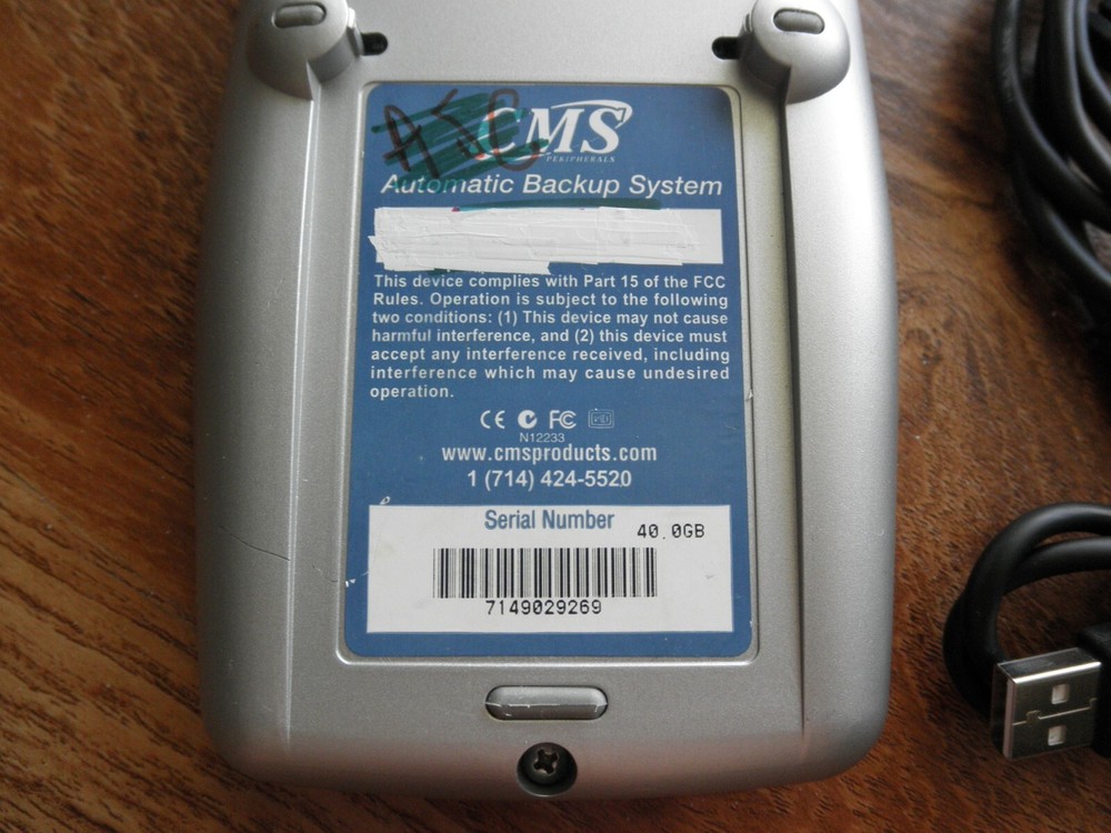 CMS PRODUCTS USB AUTOMATIC BACKUP SYSTEM 40G