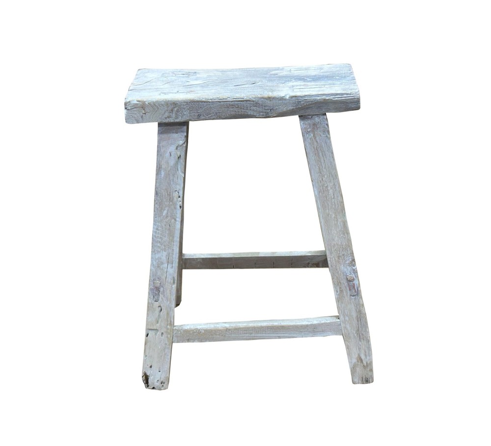 Rustic Raw Rough Wood Grain Rectangle Slim Stool Bench Side Table ws4640
