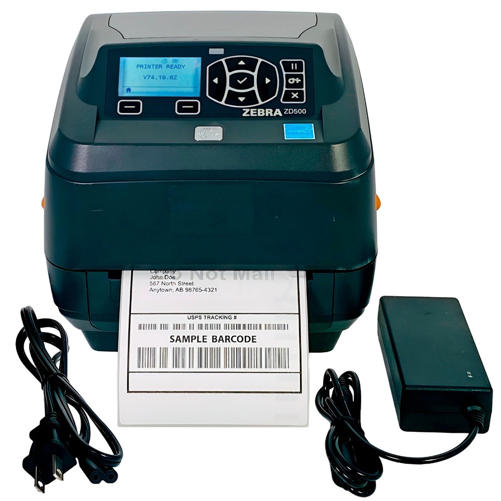 TESTED Zebra ZD500 Thermal Transfer Barcode Label Printer LCD USB LAN Bluetooth