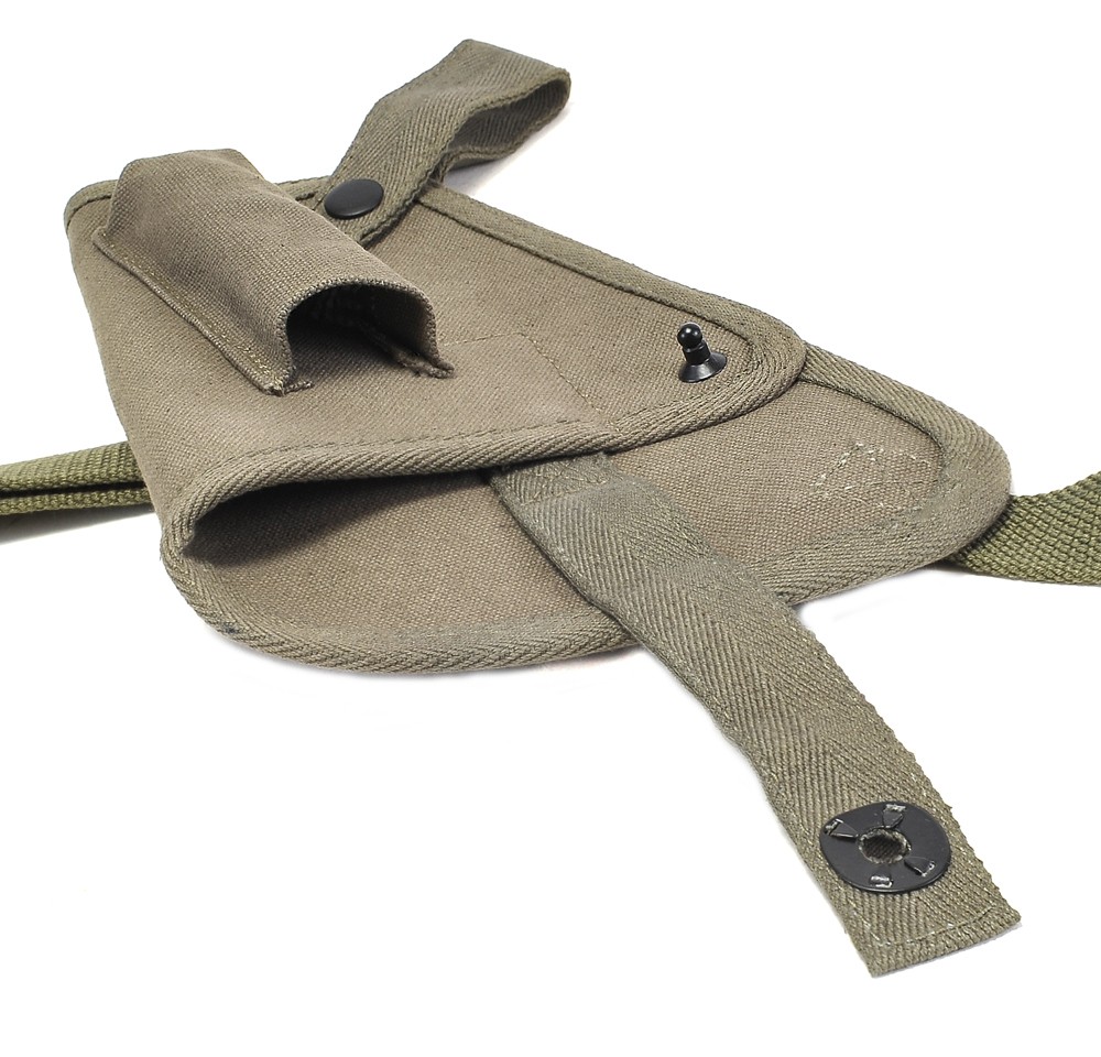 US WW2 M3 OD Canvas Colt 1911 .45 Tanker Shoulder Holster with Magazine Pouch