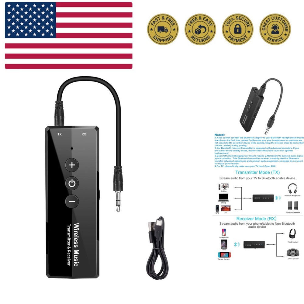 2026 Upgraded Bluetooth 5.3 Transmitter 3-in-1, Portable Wireless Rechargeabl...