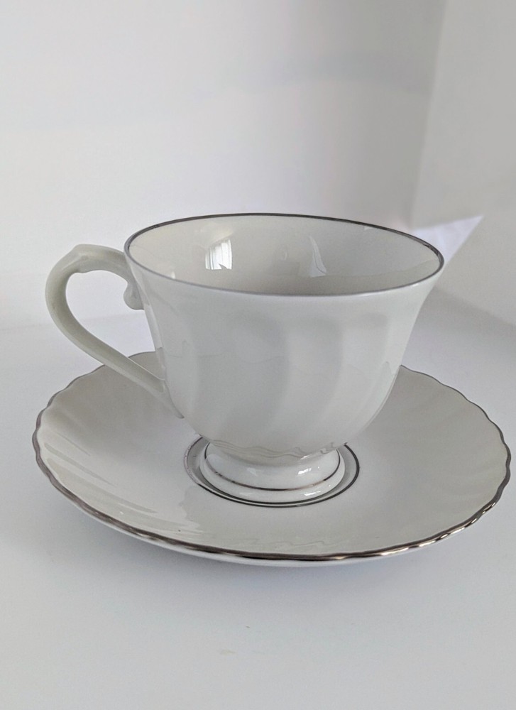 SYRACUSE SILHOUETTE WEDDING RING 5 PC DINNER PLACE SETTING WHITE SILVER LN