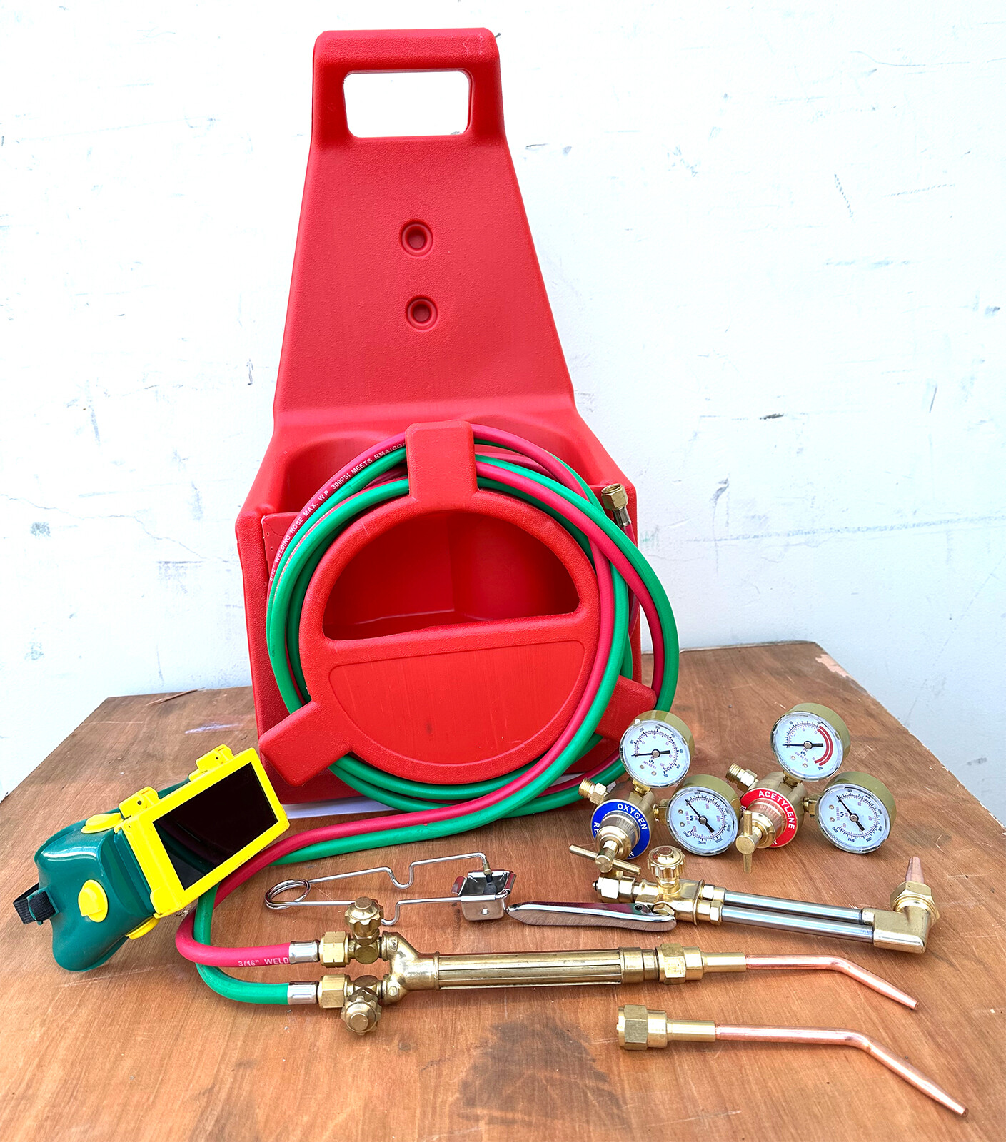 HVAC Portable Oxygen Acetylene Welding Cutting Torch Kit w/ Carrying Tote & Hose