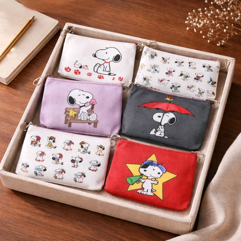 Snoopy Coin Purse Pouches Colorful Fun Cartoon Kids Keychain Ring Zip U Pick NEW