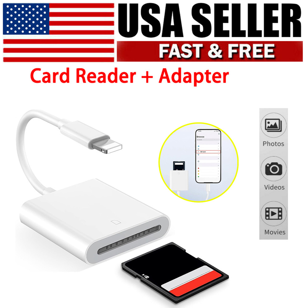 USB Card Reader Adapter Micro SD Memory Slot Camera for iPhone iPad iPod
