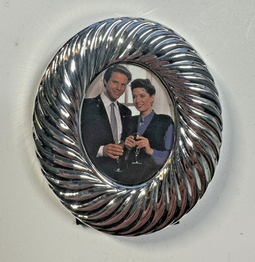 2 Vintage Godinger Silver Plated  2” x 3”  Self Standing Photograph Frames