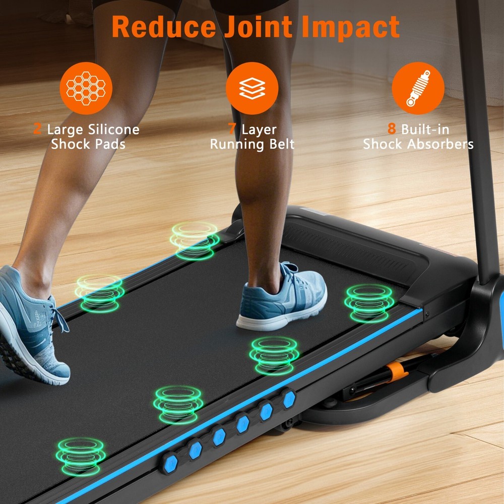Incline Treadmill 3.0HP 10MPH Auto-Folding Type C & USB Charge Bluetooth Speaker