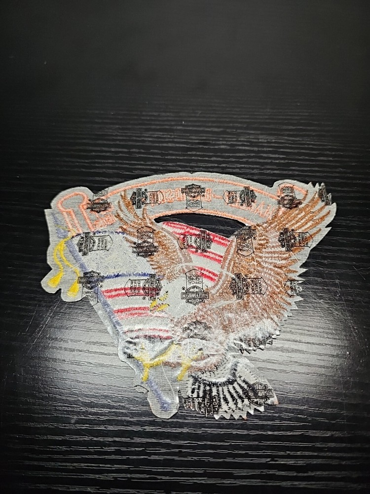 Vintage Harley Davidson Large Eagle Wing Patch Biker Embroidered 7" Vest Jacket