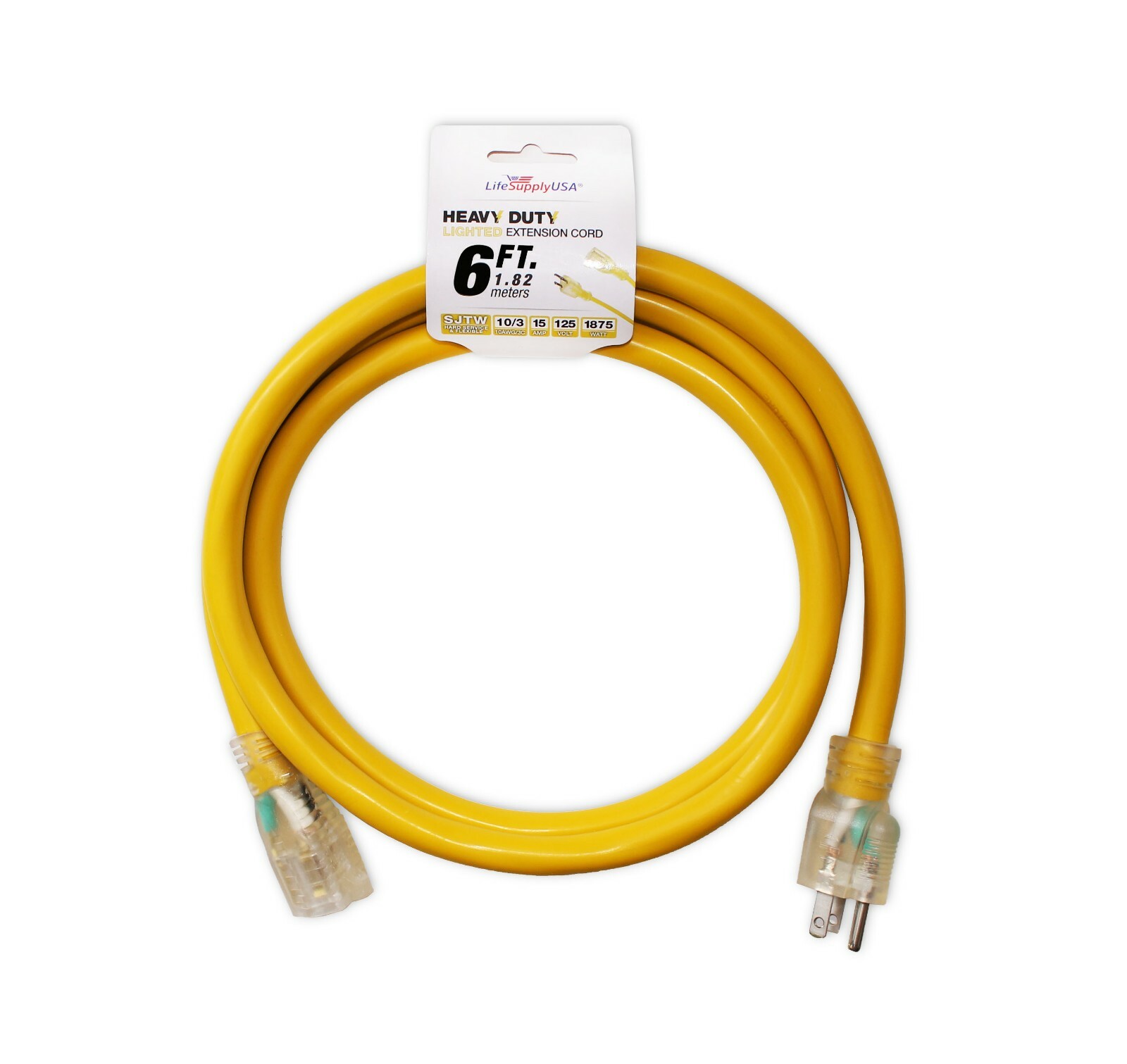 10/3 300V SJTW LIGHTED 15A Extension Cord - 3 6 10 25 50 75 100 200 ft foot feet