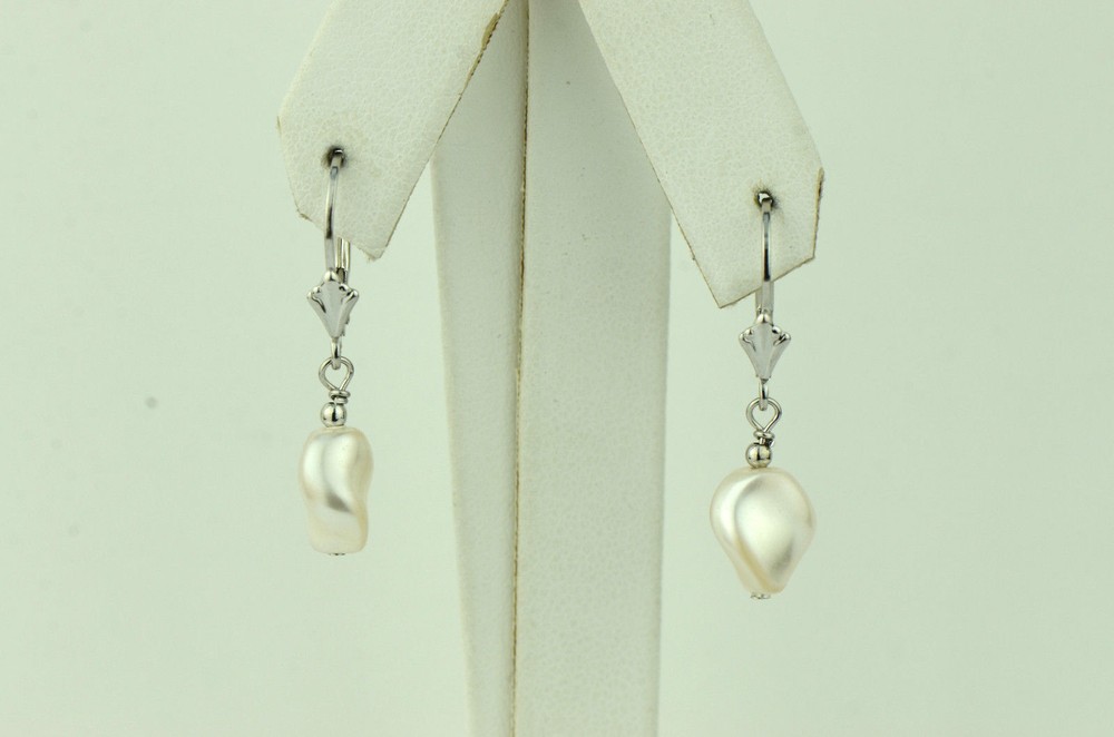 Sterling Silver Pearl Crystallized Crystal dangle drop earrings