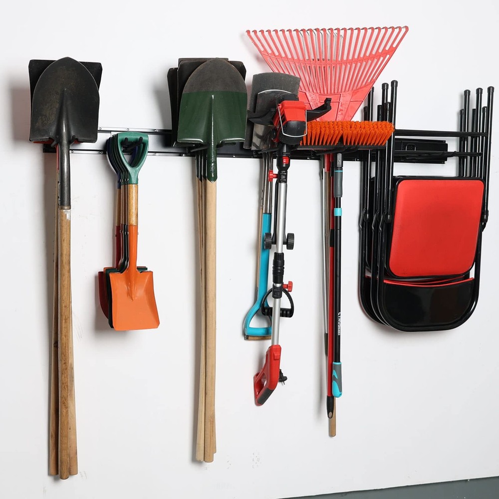 Wallmaster Garage Storage Organization Wall Mount, 6Hooks+3Panels, Black