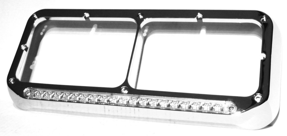 Dual Rectangular Headlight Bezel Clear Lens 19 Amber LEDs Plastic UP#32359 Pair