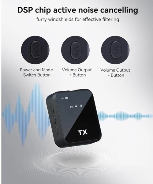 3 in 1 Microphone for iPhone/Android/Camera, Wireless Lavalier Black-3in1