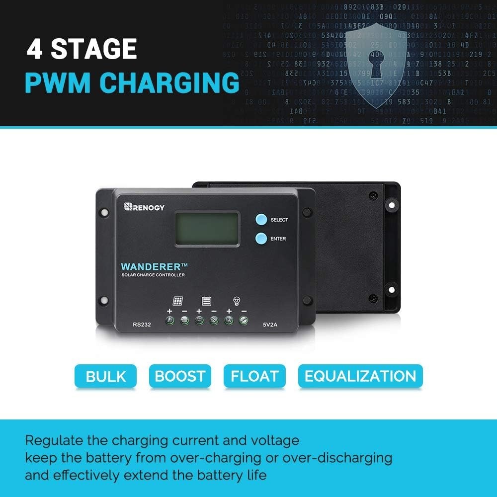Wanderer 10 Amp PWM Solar Charge Controller - Safe & Efficient Power Management