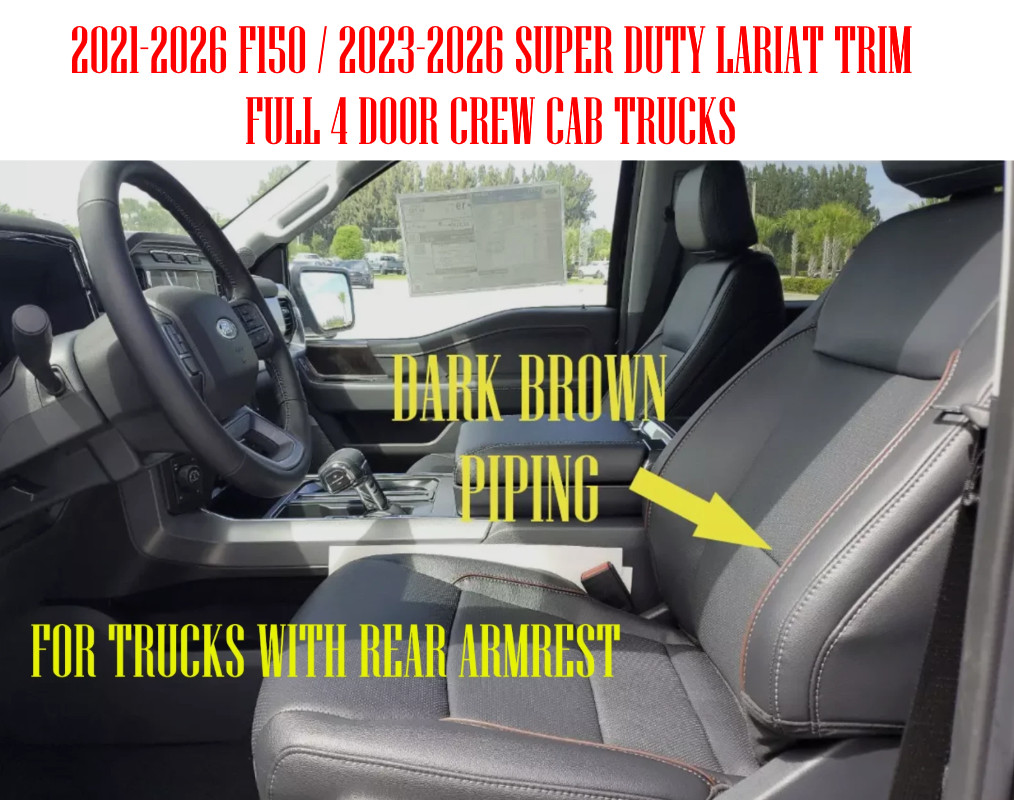 2021-2026 OEM FORD F150 LARIAT NEW TAKEOFF LEATHER UPHOLSTERY DARK BROWN PIPING