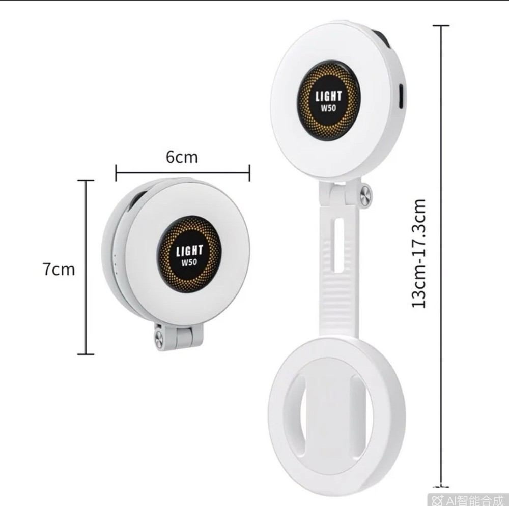 FUNSNAP W50 Magnetic LED Selfie Light for iPhone, Adjustable, White