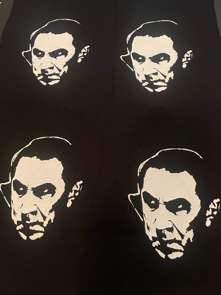 dracula patch ,  horror movie patch , black fabric white ink sew on horror patch