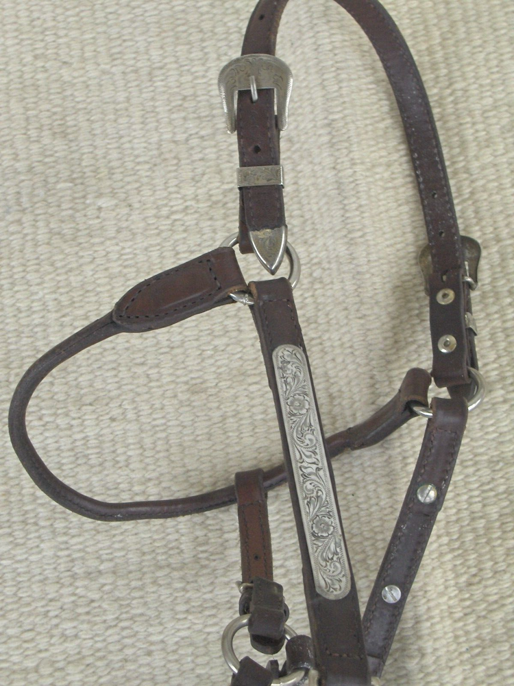 CIRCLE Y LEATHER WESTERN SHOW HALTER with SILVER@@