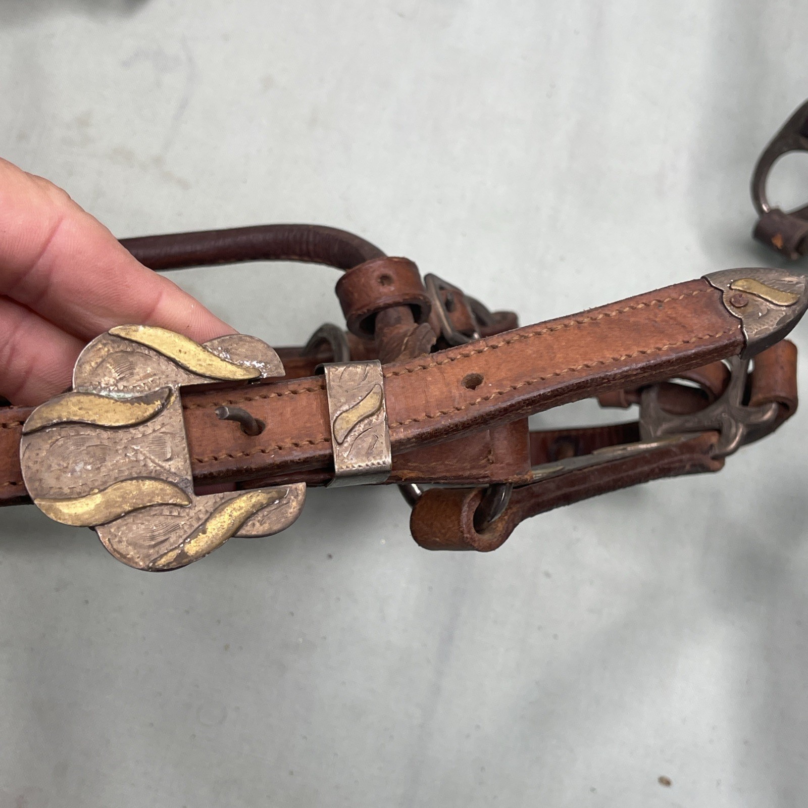 Vintage Western Silver Overlay Headstalls Lot 4 Engraved Horse Bridles Tack