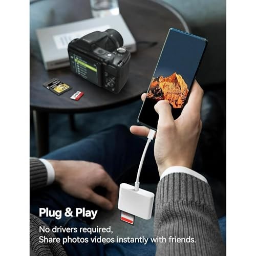 USB C SD Card Reader for iPhone 15 iPad Mac 3 in 1 USB-C Memory Trail Camera...