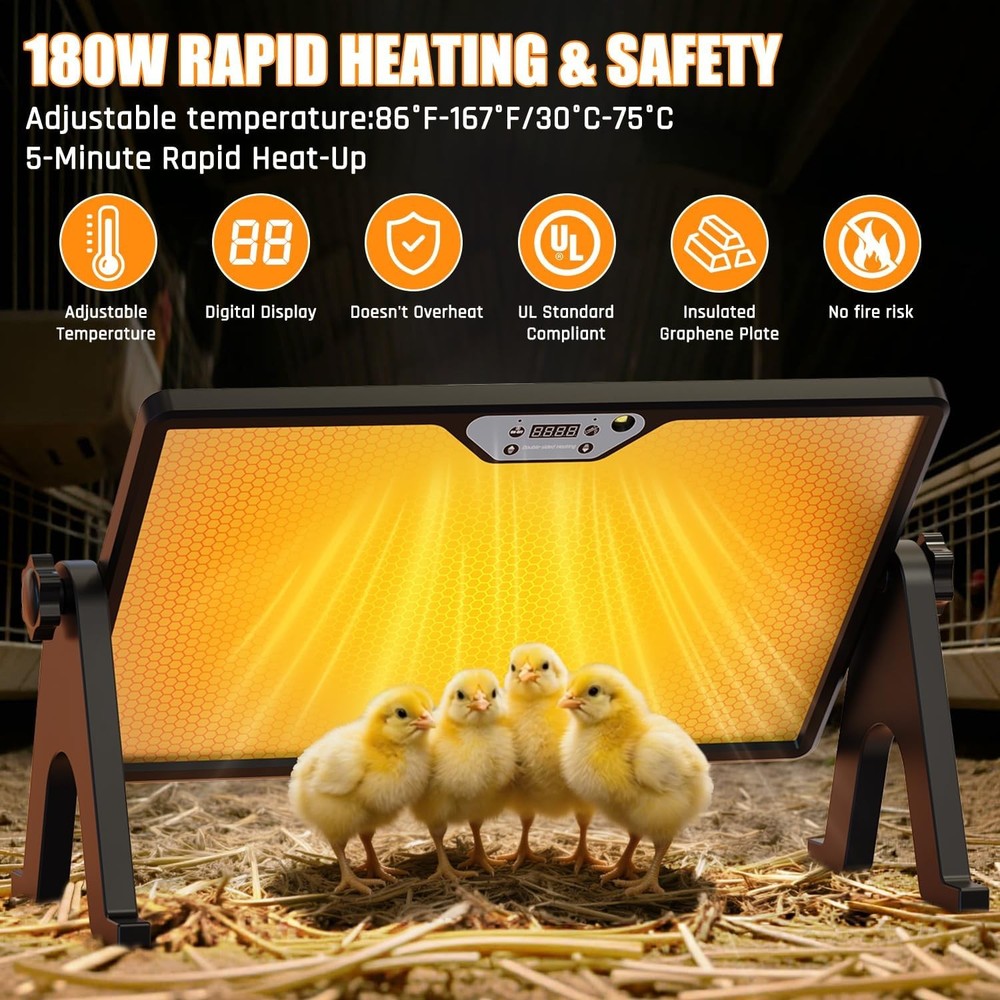 Brooder Plate Chicks W/ Temp Control & Display,Dual-Sided Chicken Coop Heater W/