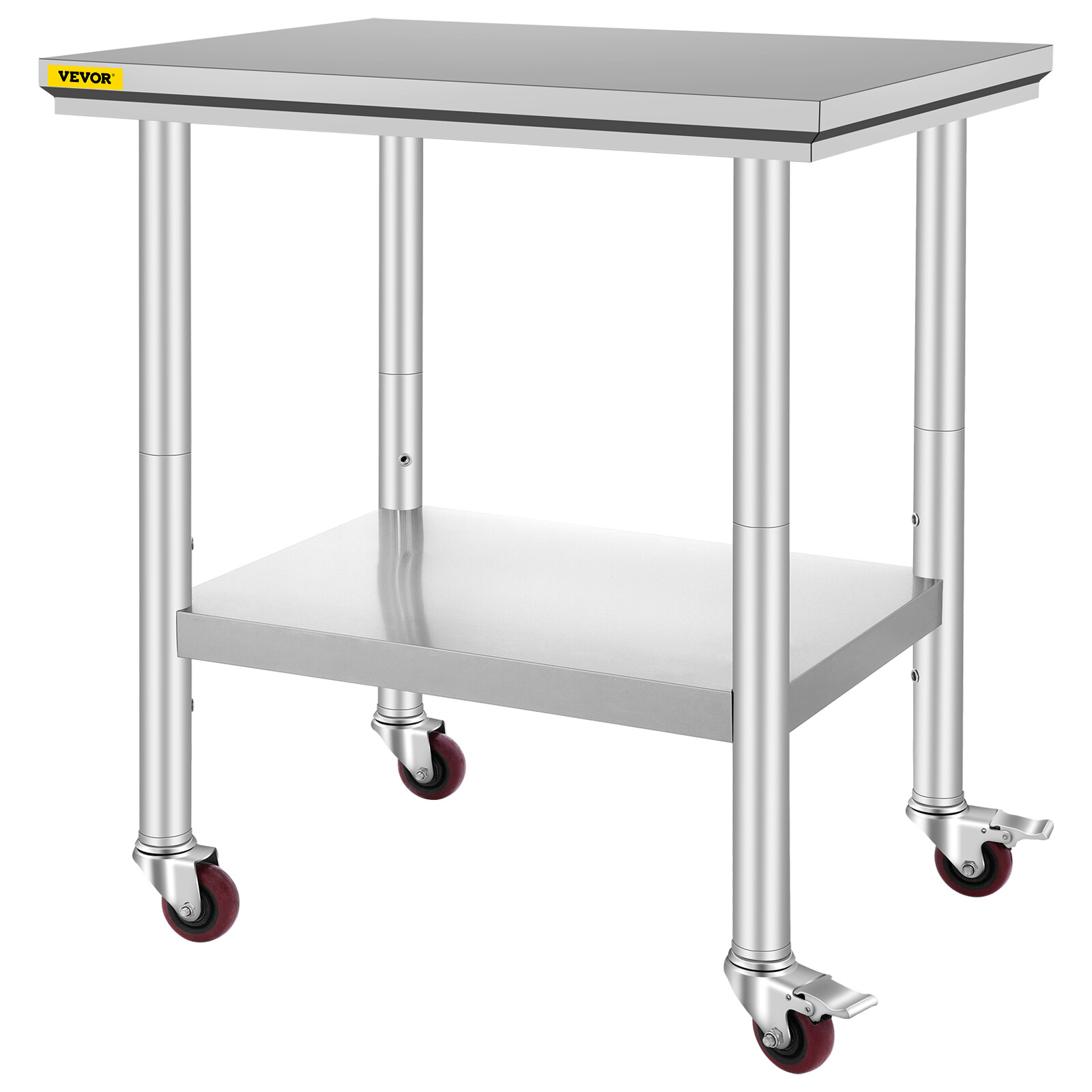 VEVOR Stainless Steel Work Table with Wheels 24x30 Inch Kitchen Food Prep Table