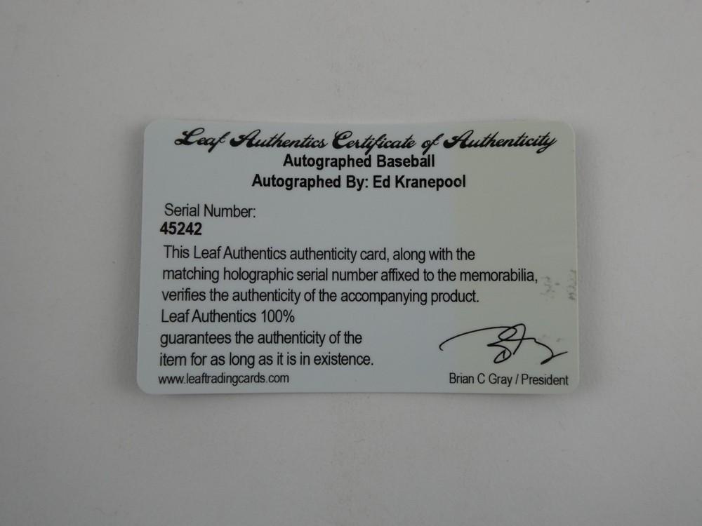 Ed Kranepool Signed Rawlings ML Baseball New York Mets Leaf Authentics COA