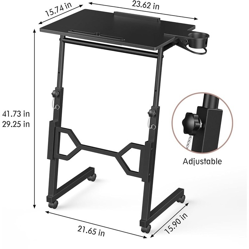 Adjustable Mobile Standing Desk Treadmill Ergonomic Height Rolling Workstation