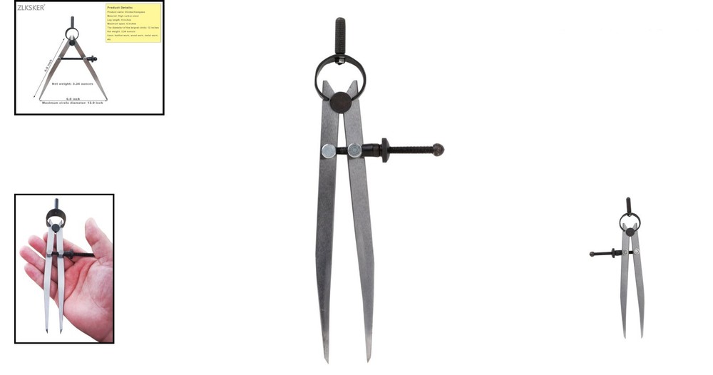 6-Inch Adjustable Lockable Steel Divider Compass for Precise Measurements