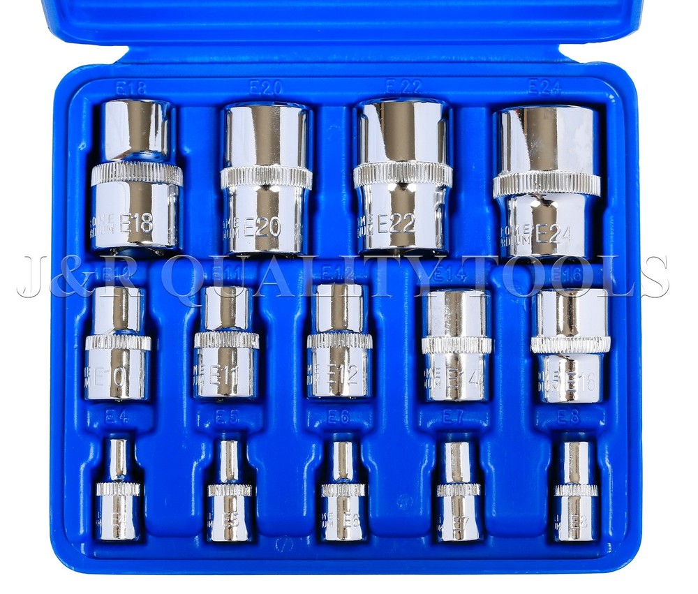 14pc  PRO E-Torx Female Star Inverted Torx Bit Socket Set CR-V E4-E24