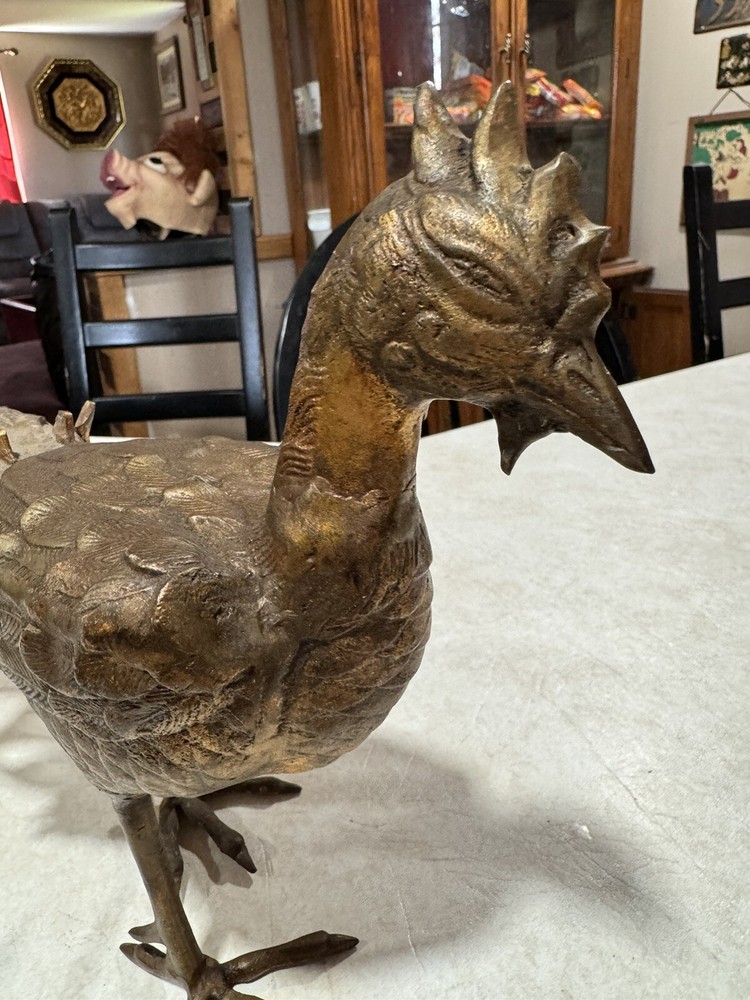 Vintage Chinese Solid Bronze Rooster
