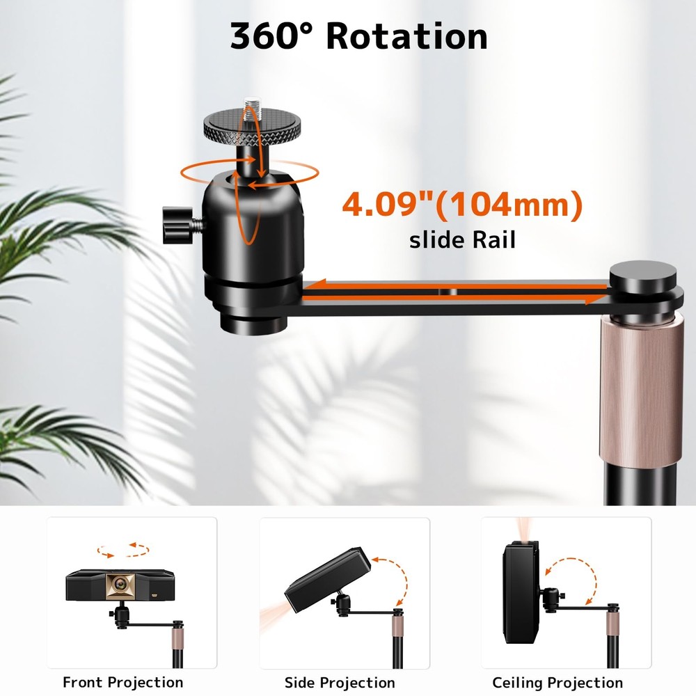 Universal Projector Stand – Height Adjustable & 360° Rotatable Mount with 1/4...