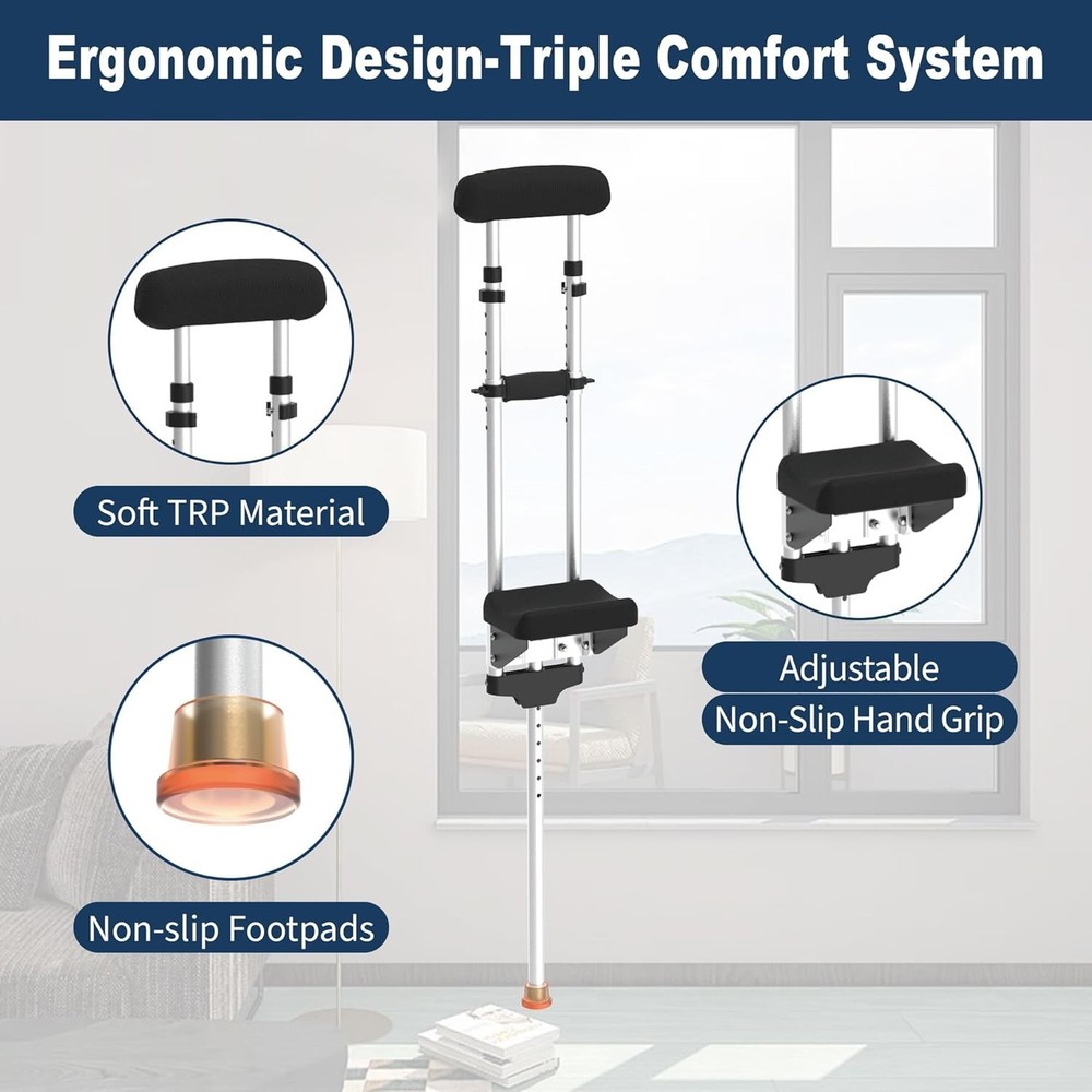 Adjustable Knee Support Crutch, No-Slip Kneepad