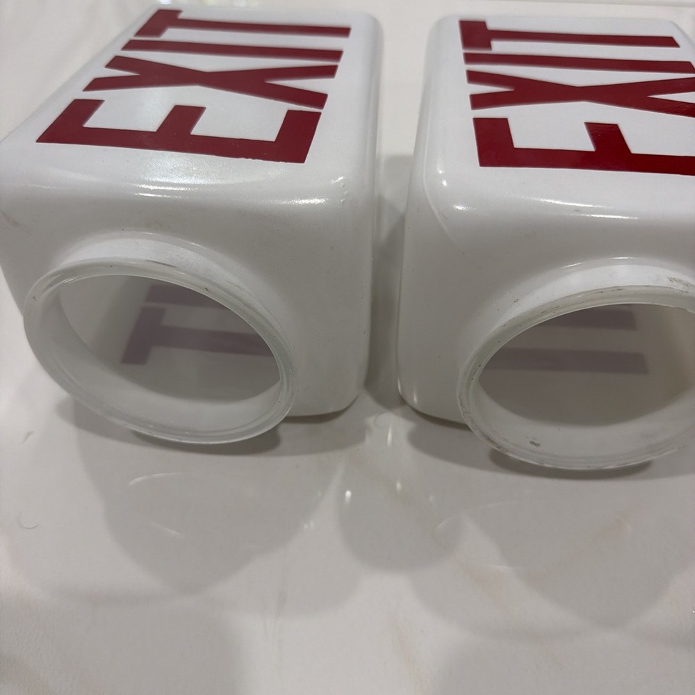 Milk Glass White Exit Double Sided Unusual Light Cover