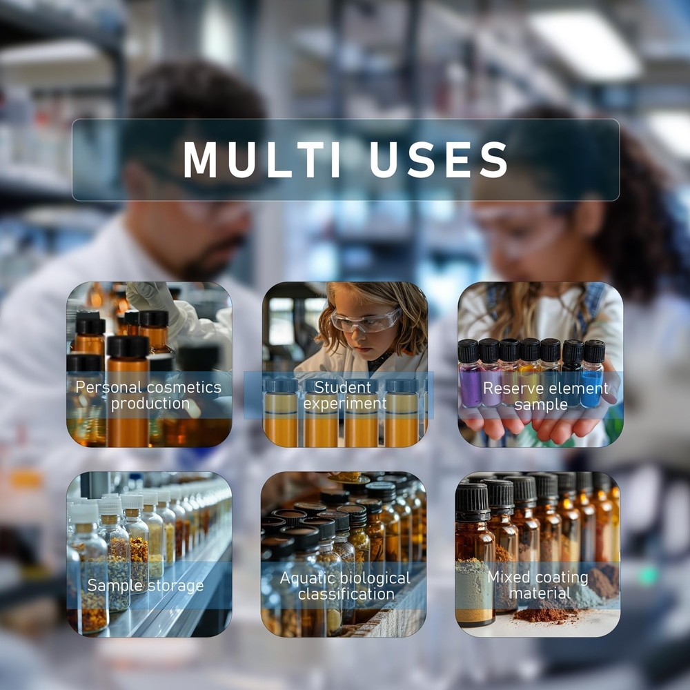 28Pcs 30ml(1oz) Small Amber Glass Vials with Lids Lab Sample Vials Empty Refi...