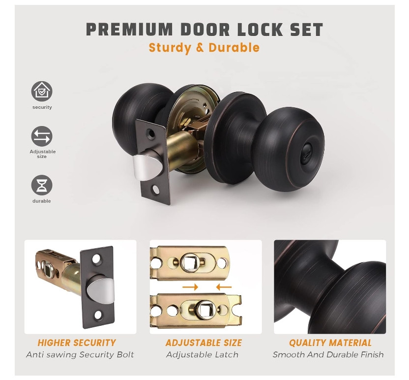 Oil-Rubbed Bronze Interior Door Knobs, Interior Door Knobs Bedroom, Bronze Do...