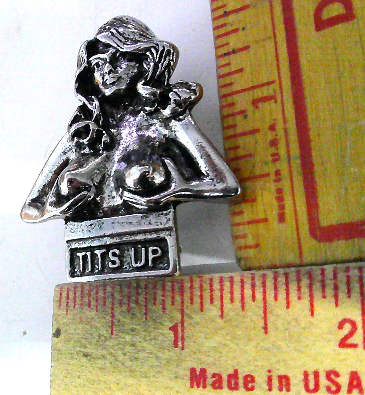 Tits Up pin vintage collectible old boobs breasts pinback biker vest badge