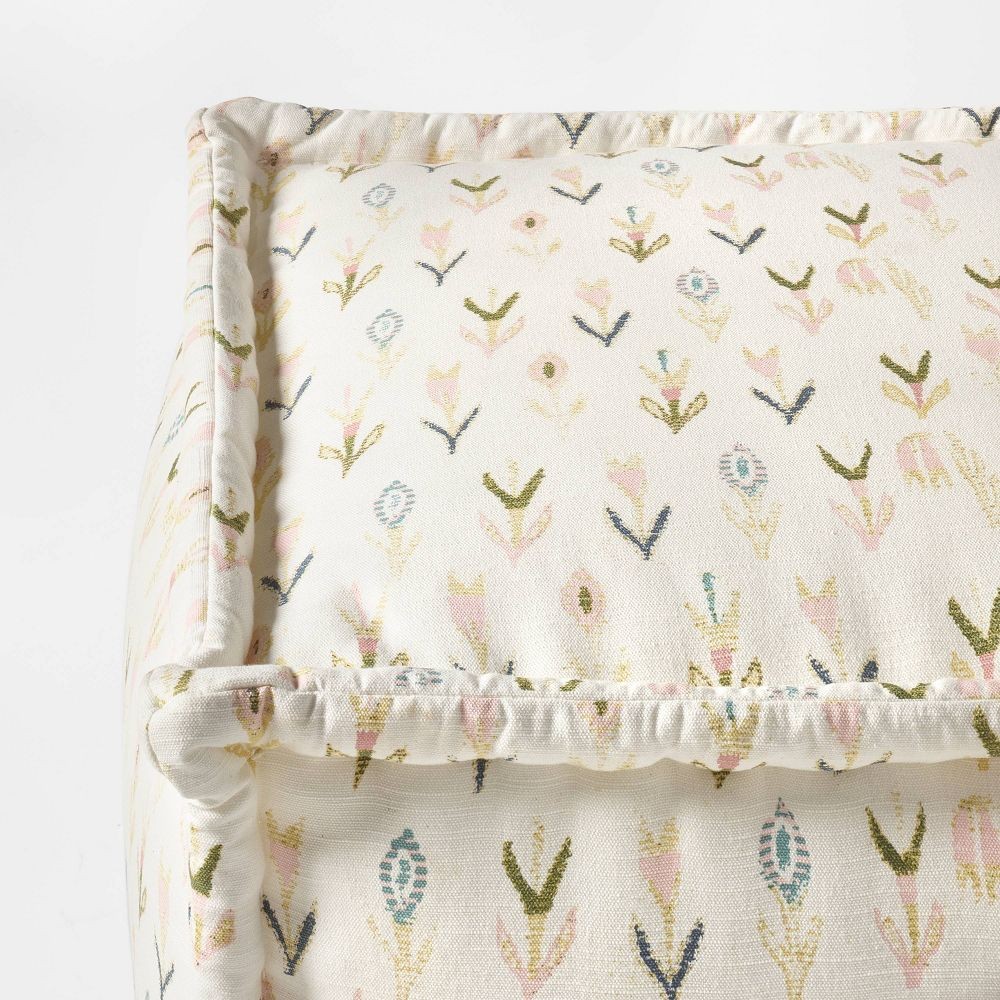 Woven Cotton Printed Pouf Ottoman - Threshold designed with Studio McGee