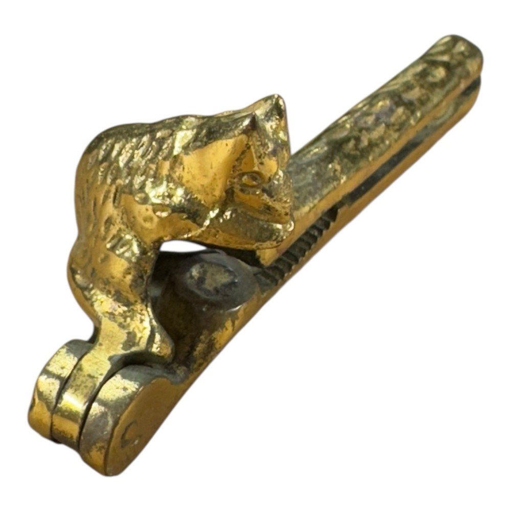 Vintage Solid Brass Figural Squirrel Nutcracker Whimsical Cottagecore Festive