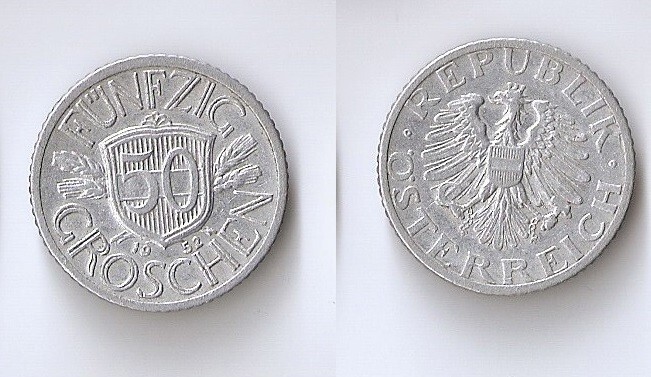 AUSTRIA 50 GROSCHEN 1952