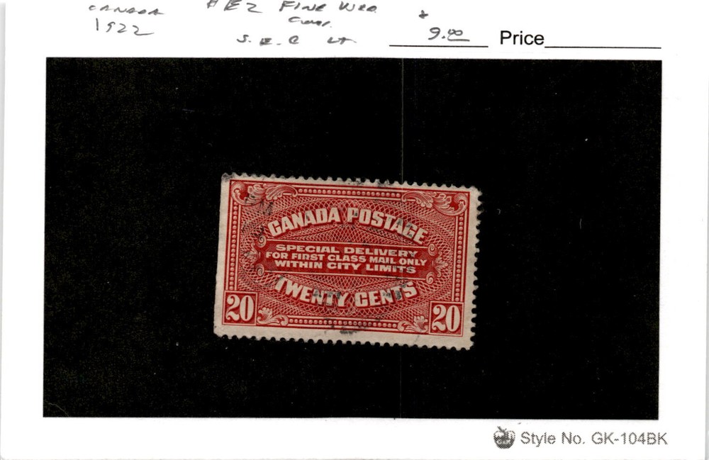 Canada, Postage Stamp, #E2 Used, 1922 Special Delivery (AF)