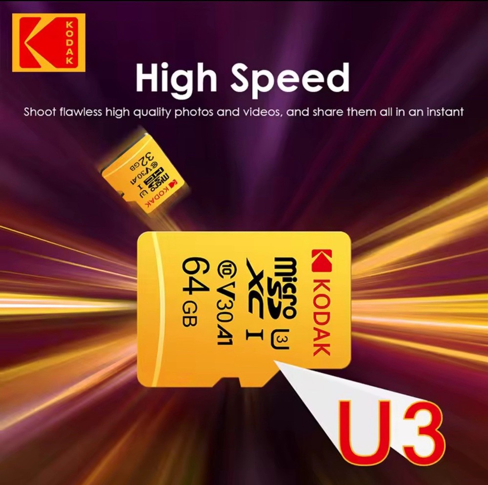 KODAK Micro SD Card + Adapter | 32GB Class 10, A1 Flash Memory