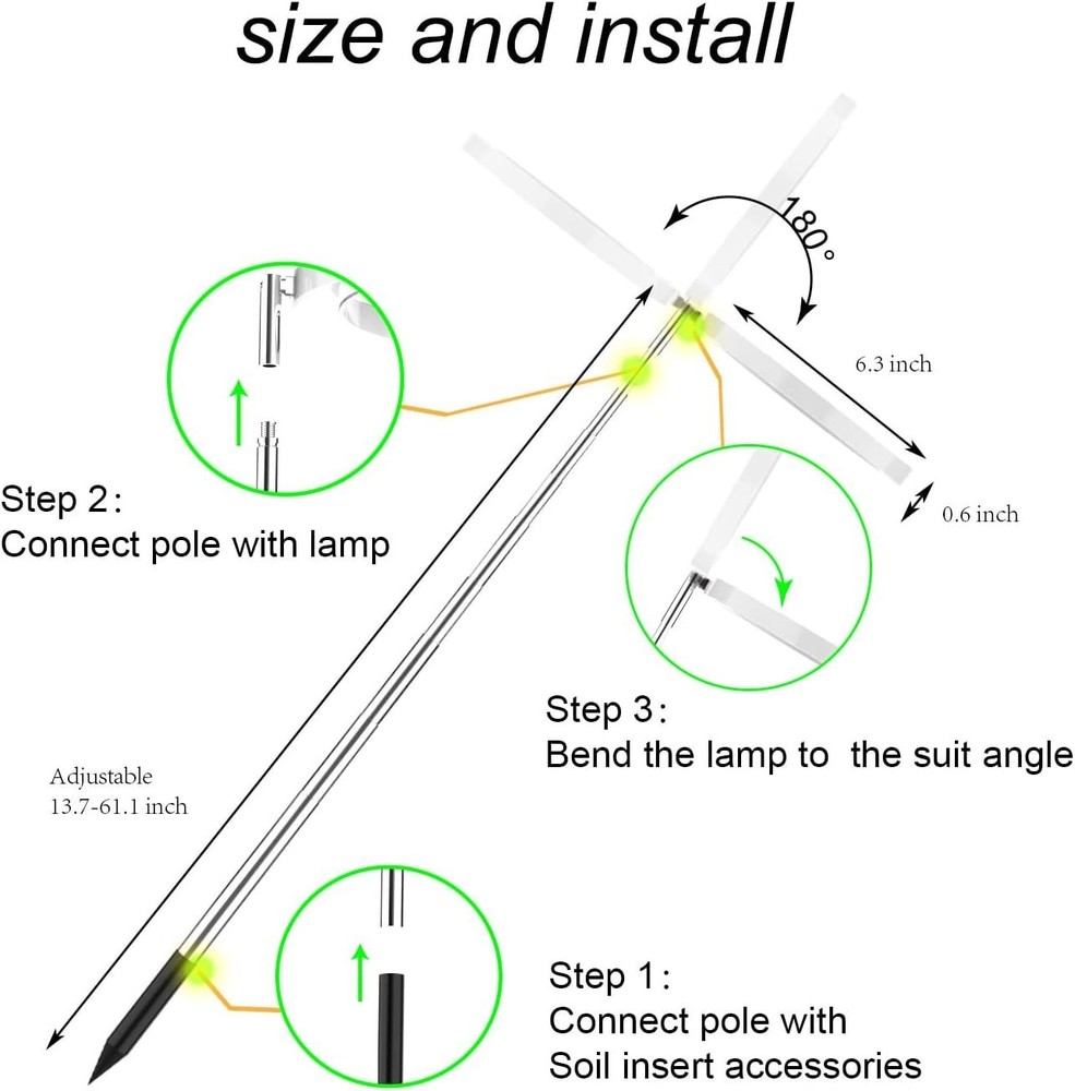 Height Adjustable Indoor Plant Grow Light with Timer - Dimmable LED 2 Pack