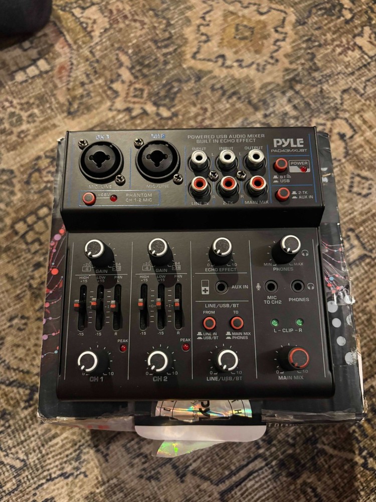 Pyle Professional Wireless DJ Audio Mixer - 4 Channel Bluetooth Controller