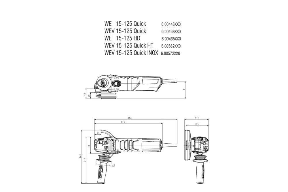 Metabo Wev 15-125 Angle Grinder 5In