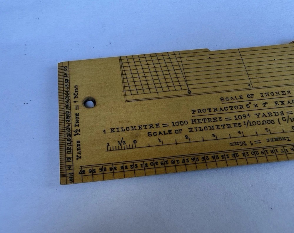 Vintage Army & Navy CSL 6" Rectangular Protractor Map Scale Measuring Ruler Tool