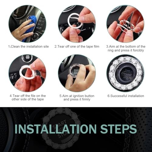 1 PC Crystal Push to Start Button Cover, Sparkling Car Engine Start White